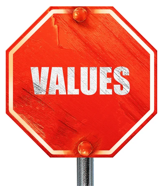 Values, 3D rendering, a red stop sign — Stock Photo, Image