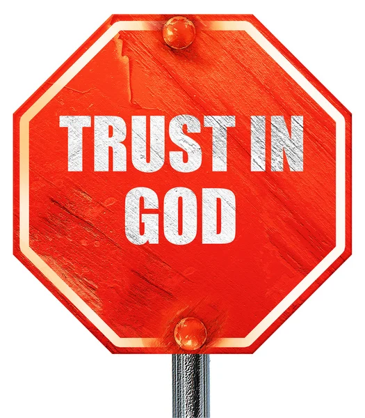 Trust in god, 3D rendering, a red stop sign — Stock Photo, Image