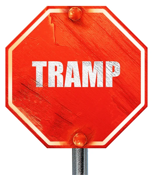 Tramp signo fondo, 3D renderizado, una señal de stop rojo — Foto de Stock