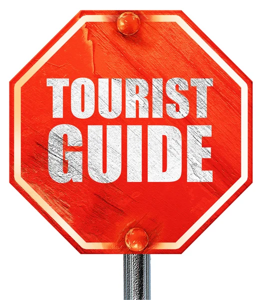 Guía turística, representación 3D, una señal de stop rojo — Foto de Stock