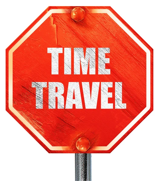 Time travel, 3D rendering, a red stop sign — Stock Photo, Image