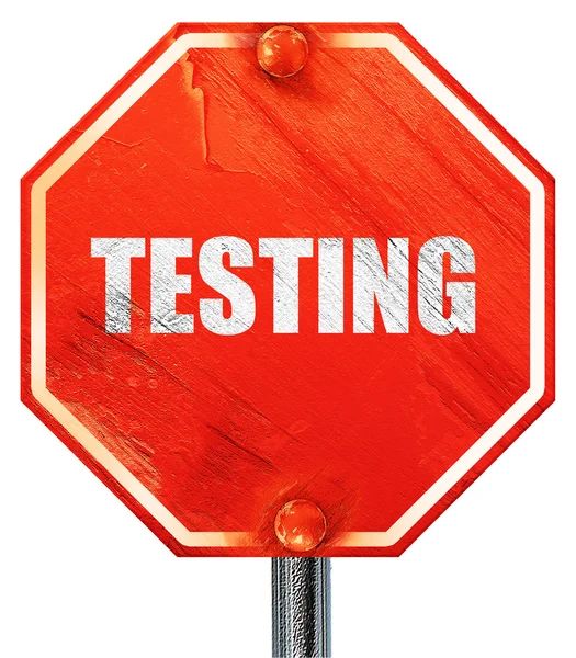 Test, 3d render, kırmızı bir dur işareti — Stok fotoğraf