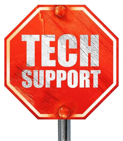 Tech support, 3D rendering, a red stop sign — Stock Photo, Image