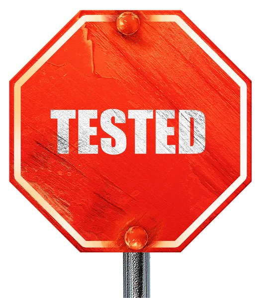 Test işareti arka plan, 3d render, kırmızı bir dur işareti — Stok fotoğraf