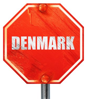 Danimarka, 3d render, kırmızı bir dur işareti