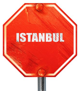 İstanbul, 3d render, kırmızı bir dur işareti