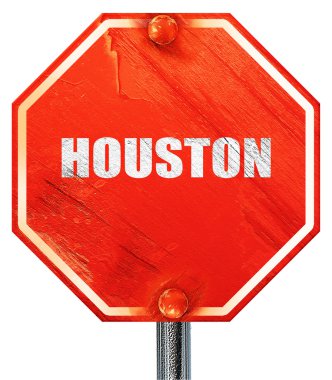 Houston, 3d render, kırmızı bir dur işareti