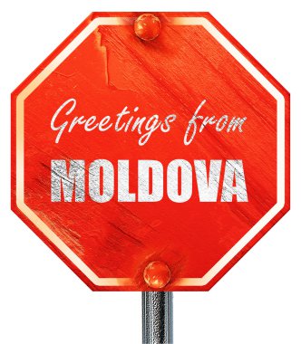 Selam--dan moldova, 3d render, kırmızı bir dur işareti