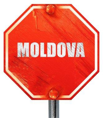 Selam--dan moldova, 3d render, kırmızı bir dur işareti