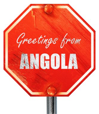 Angola, 3d render, kırmızı bir dur işareti selamlar