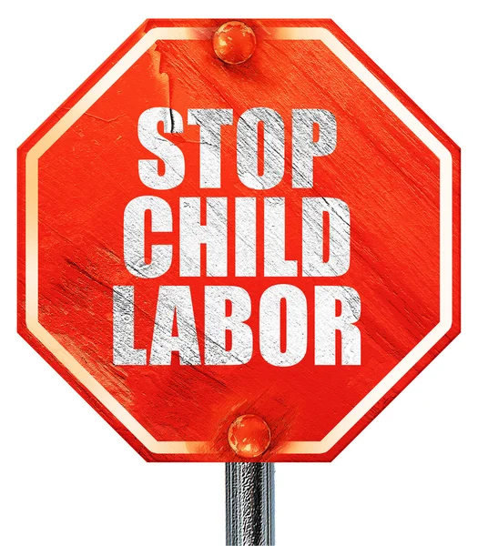 Stop dětské práce, 3d vykreslování, červenou stopku — Stock fotografie