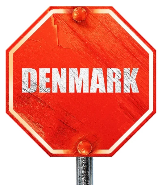 Dánsko, 3d vykreslování, červená značka stop — Stock fotografie