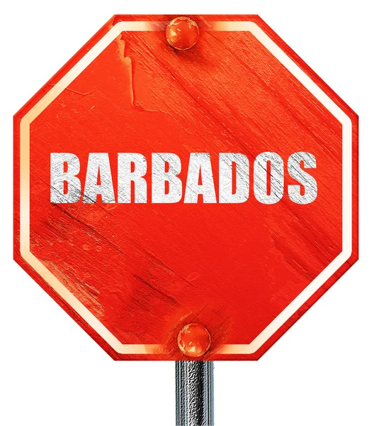 Barbados, representación 3D, una señal de stop rojo —  Fotos de Stock