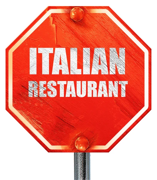 Pyszne dania kuchni włoskiej, w renderingu 3d, czerwony znak stopu — Zdjęcie stockowe