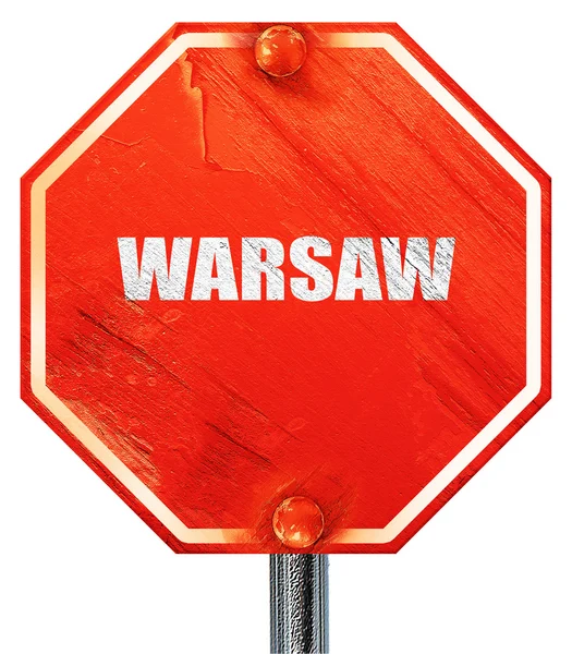 华沙，3d 渲染，一个红色停止符号 — 图库照片