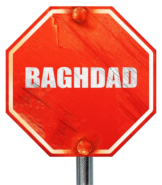 Bagdade, renderização 3D, um sinal de parada vermelho — Fotografia de Stock