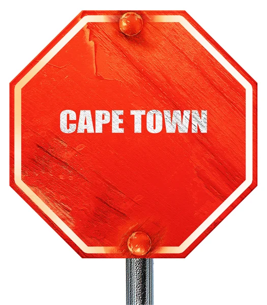 Cape town, 3D rendering, una señal de stop rojo —  Fotos de Stock