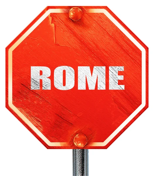 Rom, 3d-rendering, en röd stoppskylt — Stockfoto