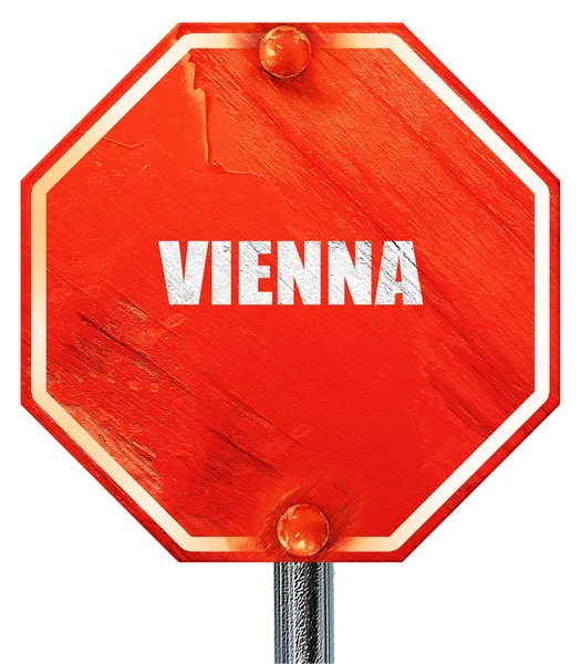 Vienna, 3D rendering, una señal de stop rojo —  Fotos de Stock