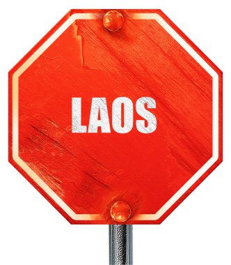 Laos, 3d render, kırmızı bir dur işareti