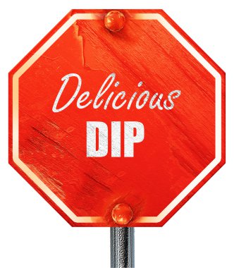 Lezzetli DIP işareti, 3d render, kırmızı bir dur işareti