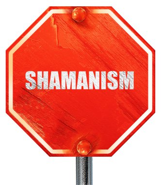 Şamanizm, 3d render, kırmızı bir dur işareti