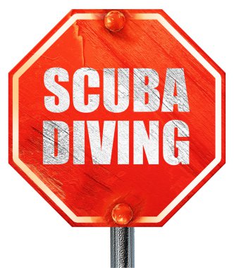 Scuba diving, 3d render, kırmızı bir dur işareti