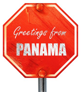 Panama, 3d render, kırmızı bir dur işareti selamlar