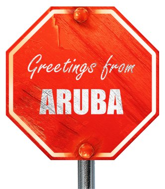 Aruba, 3d render, kırmızı bir dur işareti selamlar