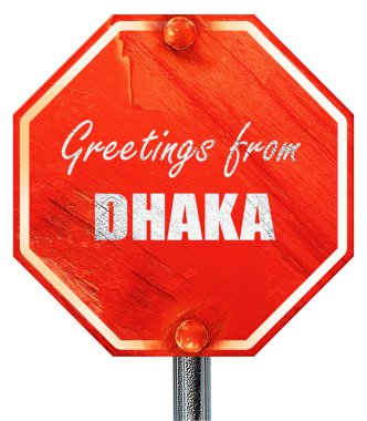 Dhaka, 3d render, kırmızı bir dur işareti selamlar