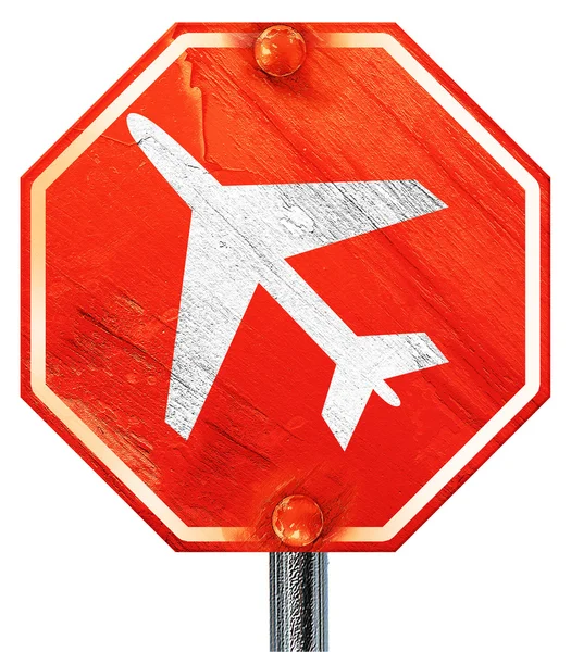 Low flying planes sign, 3D rendering, a red stop sign — Stock Photo, Image