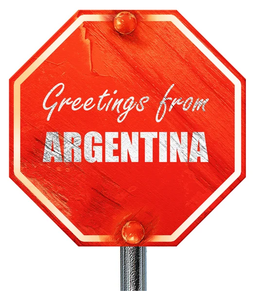 Χαιρετίσματα από Αργεντινής, 3d rendering, ένα κόκκινο σημάδι στάσεων — Φωτογραφία Αρχείου