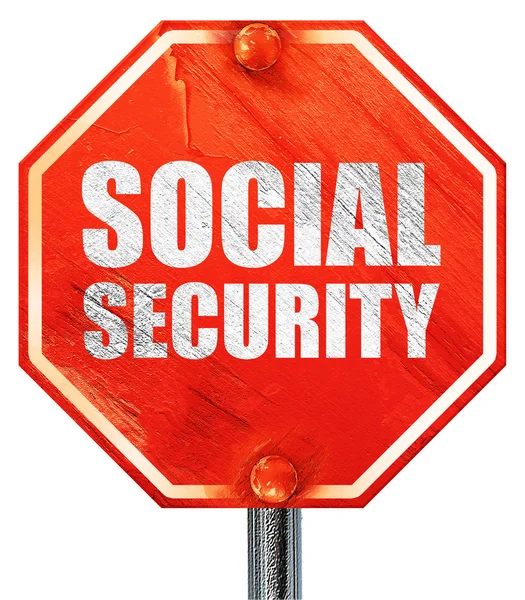 Sozialversicherung, 3D-Rendering, ein rotes Stoppschild — Stockfoto