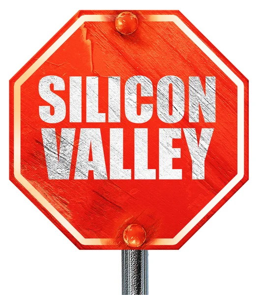 Silicon Valley, 3D-Rendering, ein rotes Stoppschild — Stockfoto