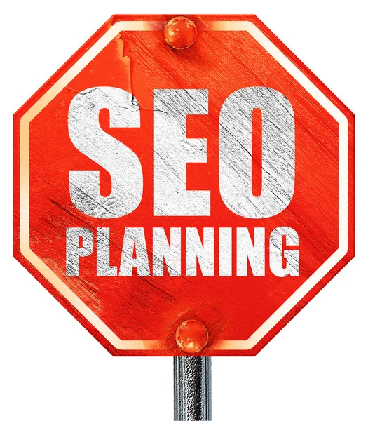 Seo planning, 3D rendering, a red stop sign — Stock Photo, Image