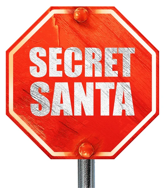 Secret santa, 3D rendering, a red stop sign — Stock Photo, Image