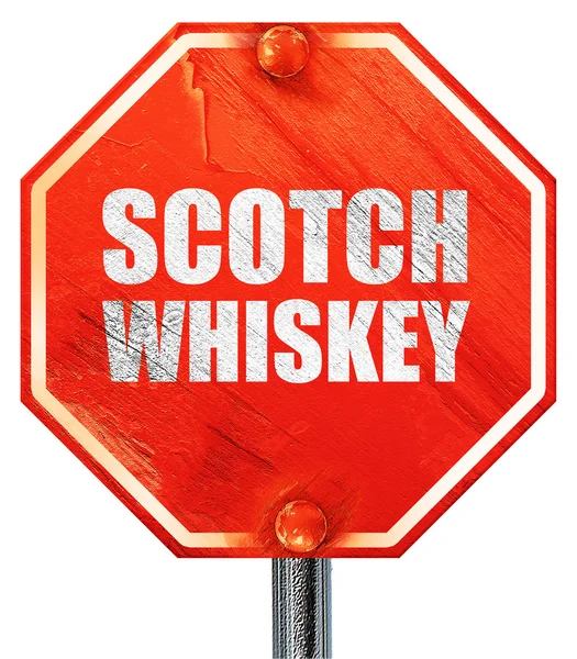 Scotch Whisky, 3d-leképezést, egy piros stop-jel — Stock Fotó