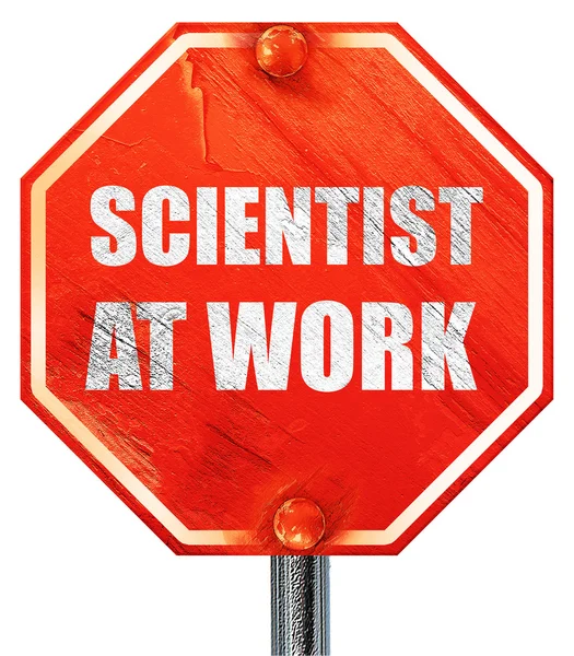 Bilim adamı iş, 3d render, kırmızı bir dur işareti — Stok fotoğraf