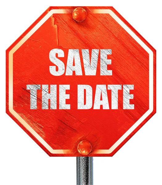 Save the date, 3D rendering, a red stop sign — Stock Photo, Image