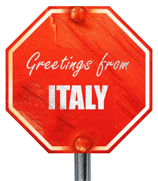 Salutations de l'Italie, rendu 3D, un stop rouge — Photo