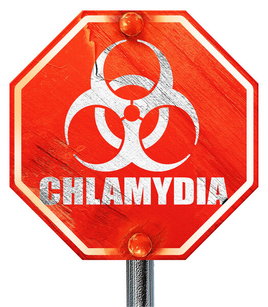 Chlamydia concept background, 3D rendering, a red stop sign