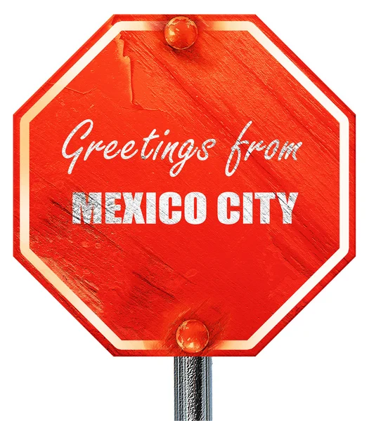 Pozdrowienia z Meksyku, renderowania 3d, czerwony znak stopu — Zdjęcie stockowe