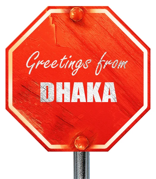 Dhaka, 3d render, kırmızı bir dur işareti selamlar