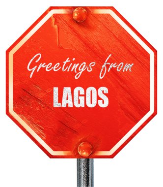 Lagos, 3d render, kırmızı bir dur işareti selamlar