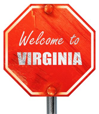 Virginia, 3d render, kırmızı bir dur işareti hoş geldiniz