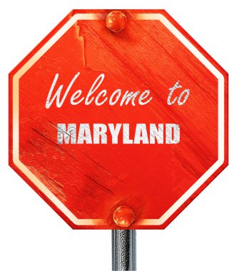İçin Maryland, 3d render, kırmızı bir dur işareti hoş geldiniz