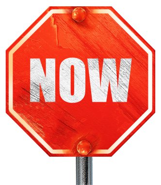 Şimdi, 3d render, kırmızı bir dur işareti