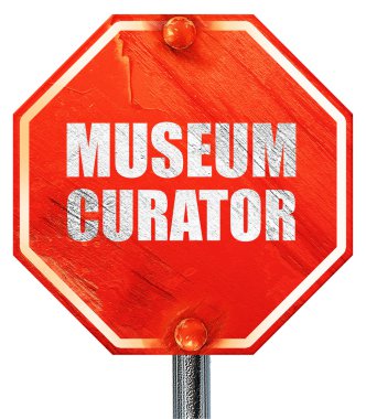 museum curator, 3D rendering, a red stop sign clipart