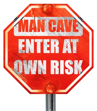 adam mağara işareti, 3d render, kırmızı bir dur işareti