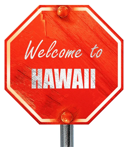 Bienvenue à Hawaï, rendu 3D, un stop rouge — Photo